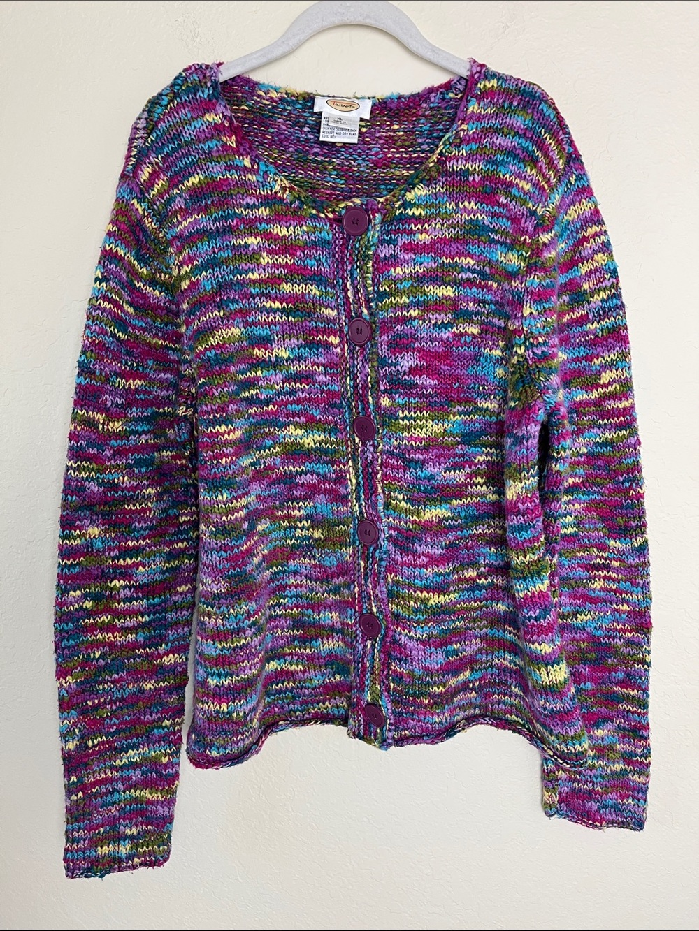 Vintage Talbots Multicolor Knit Button-Front Cardigan Sweater